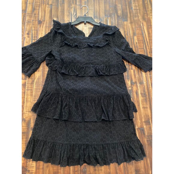 Madewell Waterlily Ruffle Eyelet Dress Black Size 8 - Picture 3 of 11
